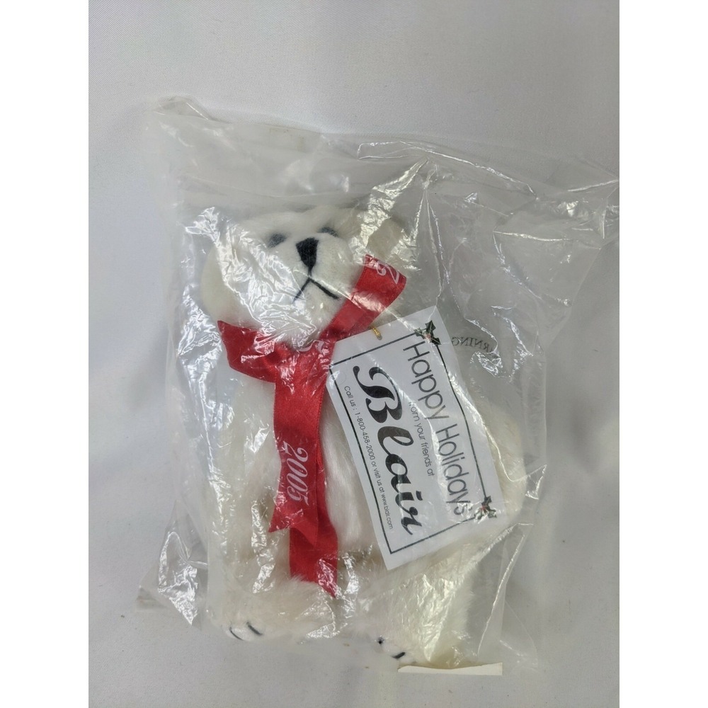Happy Holidays Blair Bear Plush‎ 2005 White 7 Inch Stuffed Animal Toy